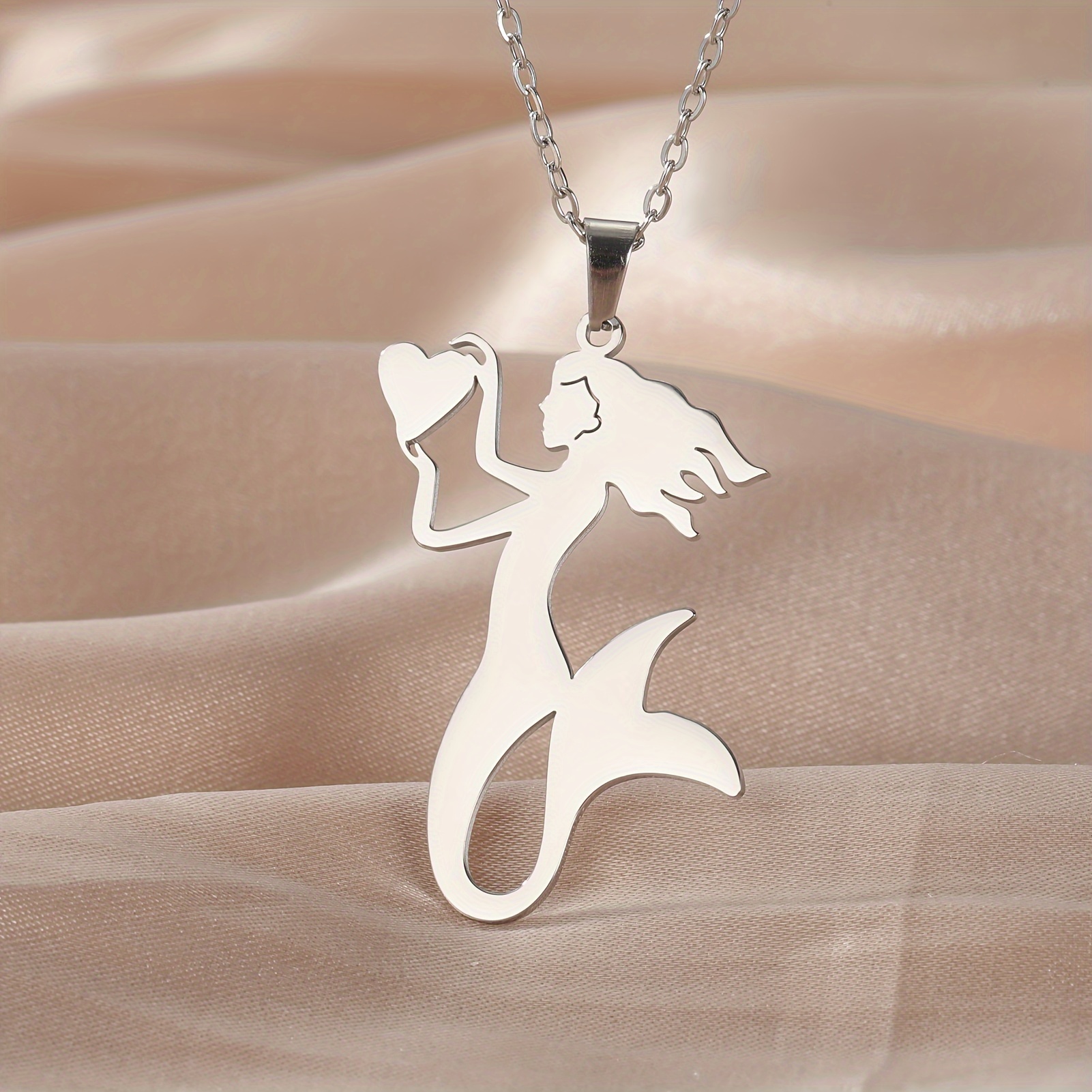 Stylish Stainless Steel Mermaid Necklace, Gift for Couples